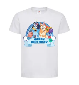 Дитяча футболка Bluey Happy Birthday Білий фото