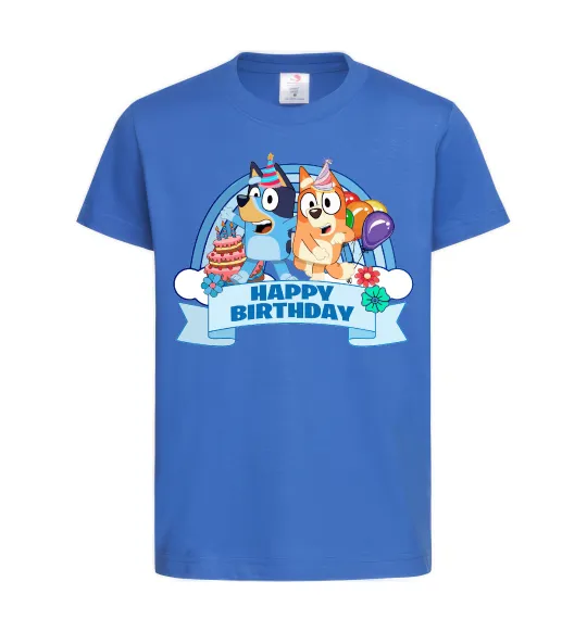 Дитяча футболка Bluey Happy Birthday Яскраво-синій фото
