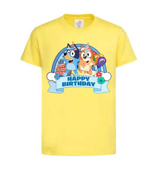 Дитяча футболка Bluey Happy Birthday Лимонний фото