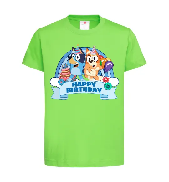 Дитяча футболка Bluey Happy Birthday Лаймовий фото