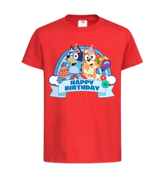 Дитяча футболка Bluey Happy Birthday Червоний фото