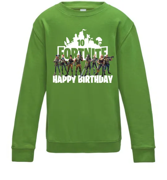 Дитячий світшот Fortnite Happy Birthday 10 Лаймовий фото