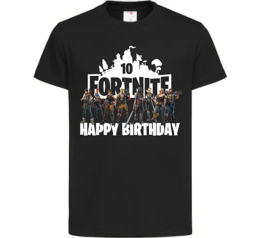 Дитяча футболка Fortnite Happy Birthday 10 Чорний фото