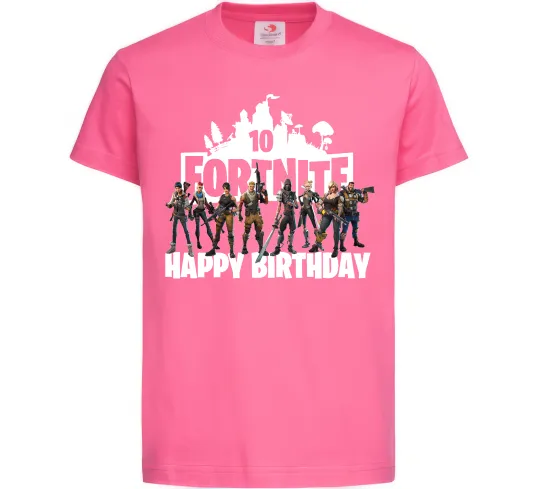 Дитяча футболка Fortnite Happy Birthday 10 Яскраво-рожевий фото