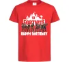Дитяча футболка Fortnite Happy Birthday 10 Червоний фото