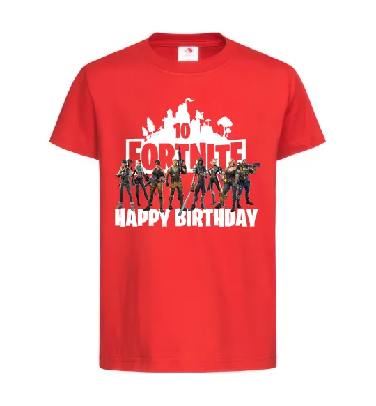 Детская футболка Fortnite Happy Birthday 10 Красный фото