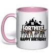 Чашка з кольоровою ручкою Fortnite Happy Birthday 10 Ніжно рожевий фото