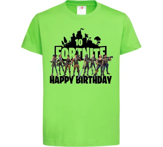 Дитяча футболка Fortnite Happy Birthday 10 Лаймовий фото