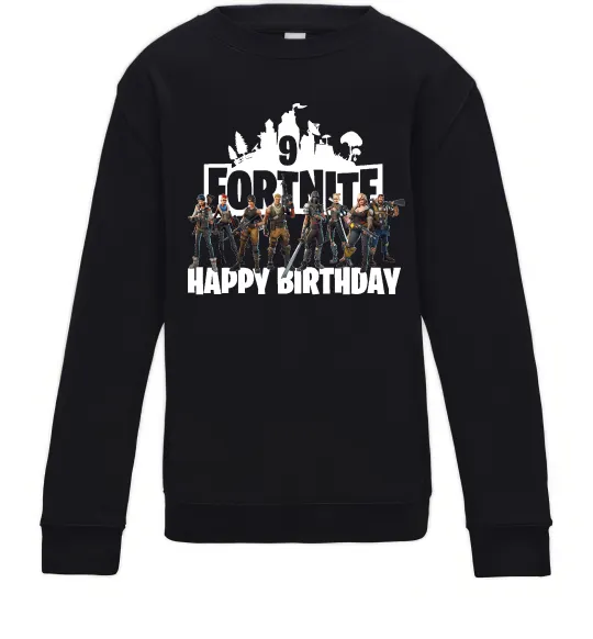Дитячий світшот Fortnite Happy Birthday 9 Чорний фото
