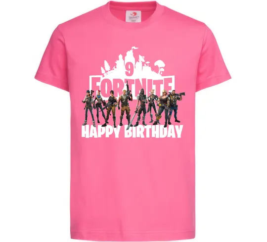 Дитяча футболка Fortnite Happy Birthday 9 Яскраво-рожевий фото