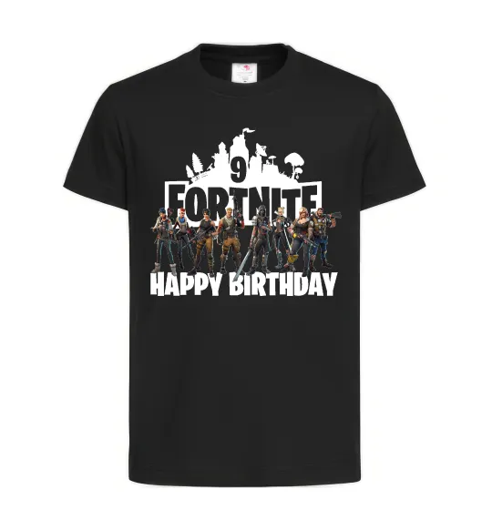 Дитяча футболка Fortnite Happy Birthday 9 Чорний фото
