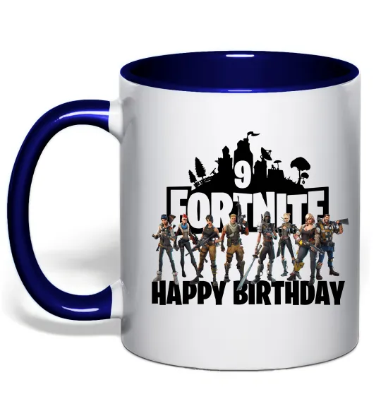 Чашка з кольоровою ручкою Fortnite Happy Birthday 9 Глибокий темно-синій фото