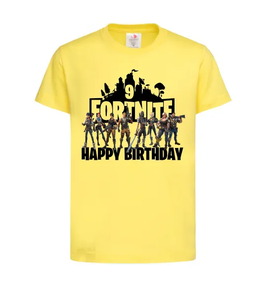 Дитяча футболка Fortnite Happy Birthday 9 Лимонний фото