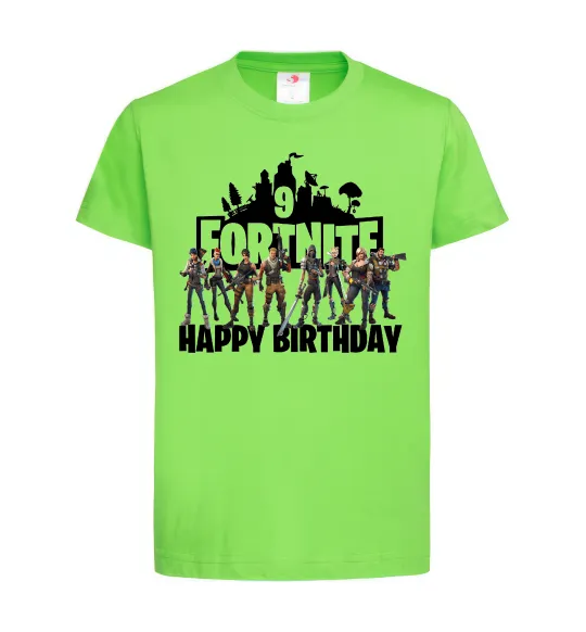 Дитяча футболка Fortnite Happy Birthday 9 Лаймовий фото
