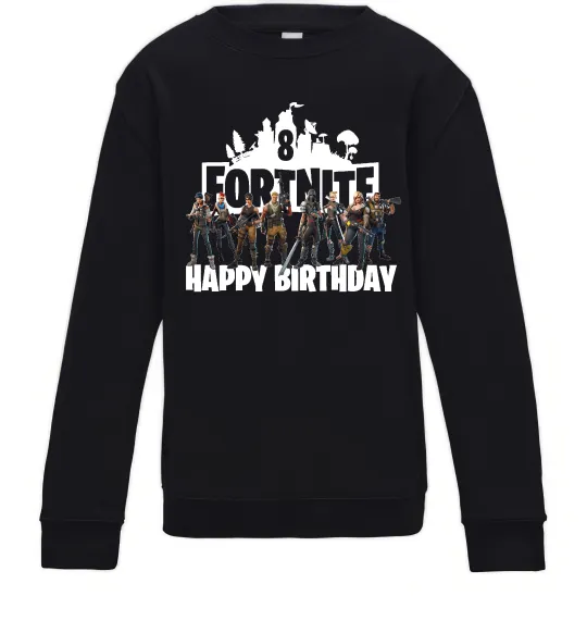 Дитячий світшот Fortnite Happy Birthday 8 Чорний фото