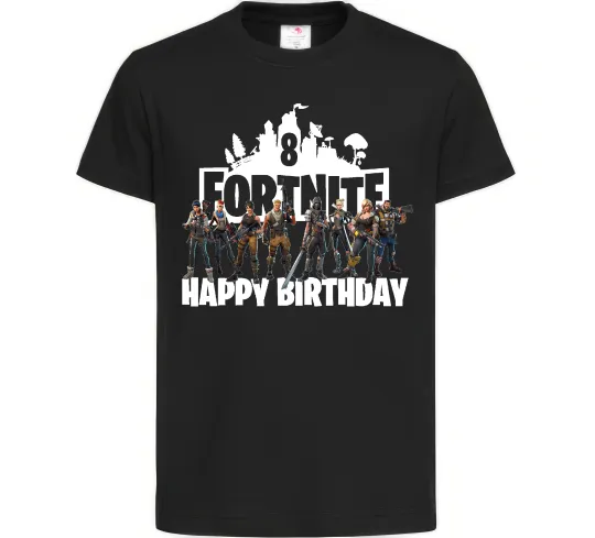 Дитяча футболка Fortnite Happy Birthday 8 Чорний фото