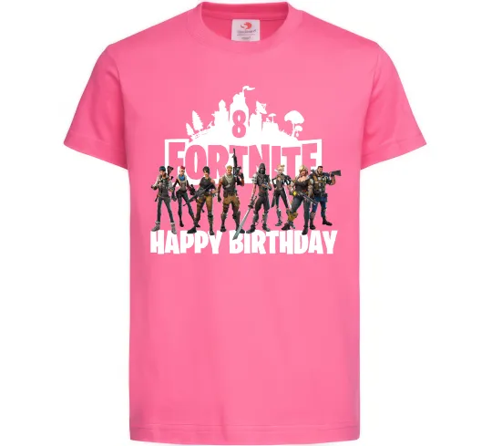 Дитяча футболка Fortnite Happy Birthday 8 Яскраво-рожевий фото