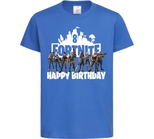 Дитяча футболка Fortnite Happy Birthday 8 Яскраво-синій фото