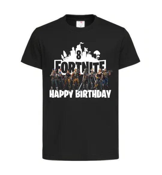 Дитяча футболка Fortnite Happy Birthday 8 Чорний фото