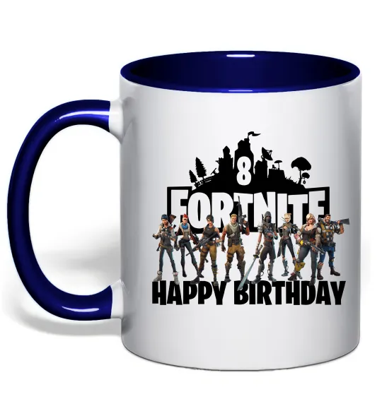 Чашка з кольоровою ручкою Fortnite Happy Birthday 8 Глибокий темно-синій фото