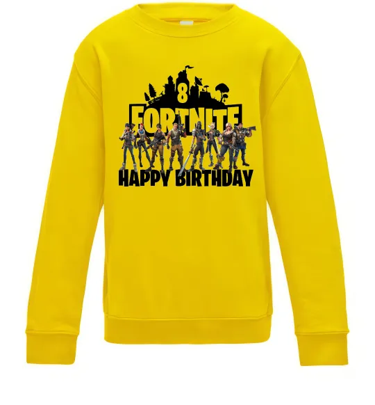 Дитячий світшот Fortnite Happy Birthday 8 Сонячно жовтий фото