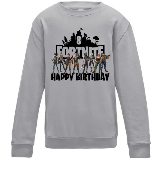 Дитячий світшот Fortnite Happy Birthday 8 Сірий меланж фото