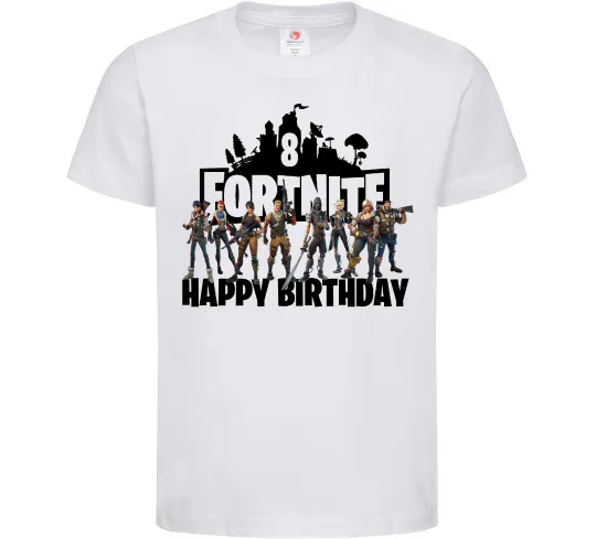 Дитяча футболка Fortnite Happy Birthday 8 Білий фото