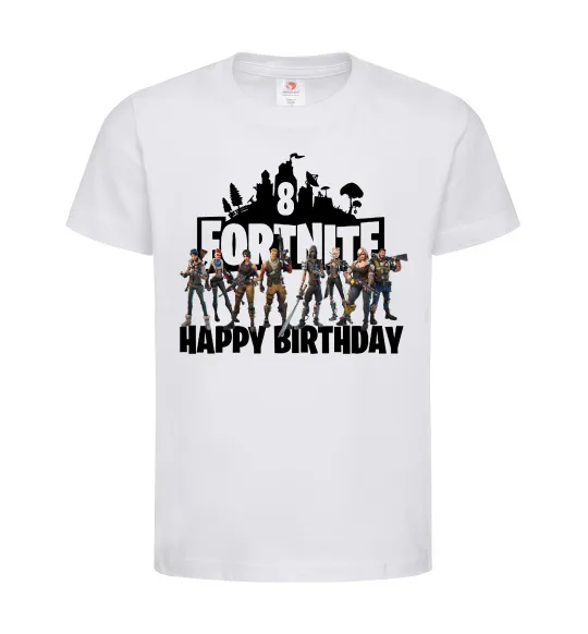Дитяча футболка Fortnite Happy Birthday 8 Білий фото