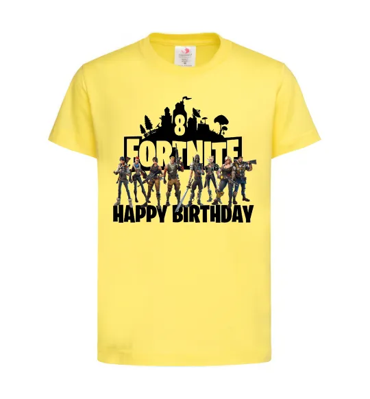 Дитяча футболка Fortnite Happy Birthday 8 Лимонний фото