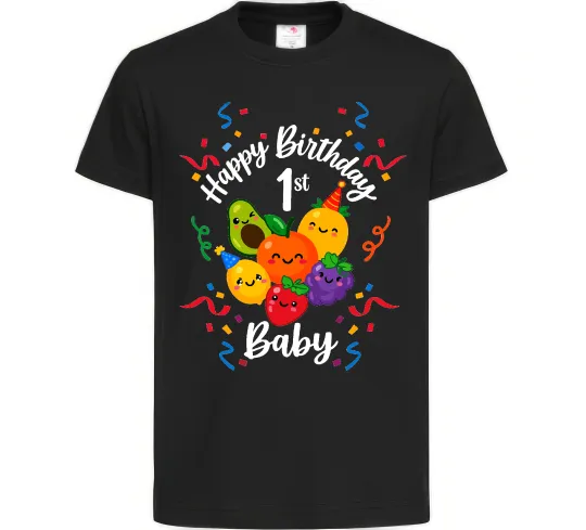 Детская футболка Hey bear happy birthday 1 Черный фото