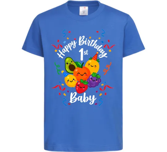 Детская футболка Hey bear happy birthday 1 Ярко-синий фото