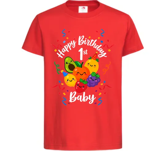 Детская футболка Hey bear happy birthday 1 Красный фото