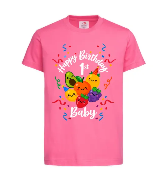 Детская футболка Hey bear happy birthday 1 Ярко-розовый фото