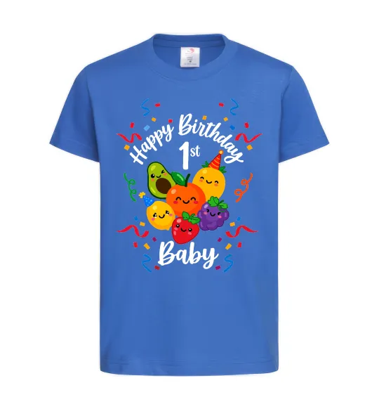 Детская футболка Hey bear happy birthday 1 Ярко-синий фото