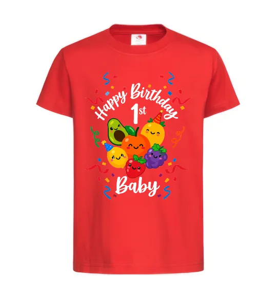 Детская футболка Hey bear happy birthday 1 Красный фото
