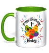 Чашка с цветной ручкой Hey bear happy birthday 1 Лаймовый фото