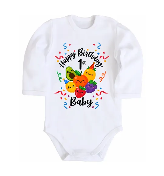 Дитячий бодік Hey bear happy birthday 1 Білий фото