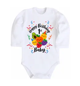 Детский боди Hey bear happy birthday 1 Белый фото