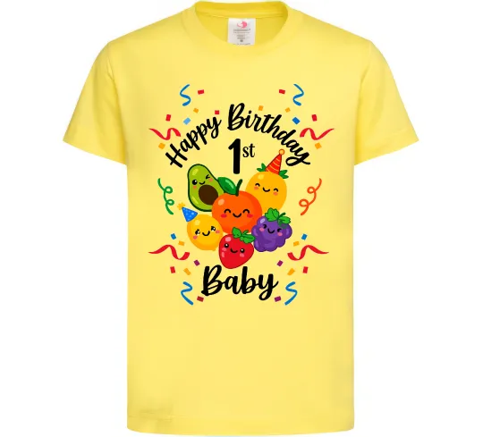Детская футболка Hey bear happy birthday 1 Лимонный фото