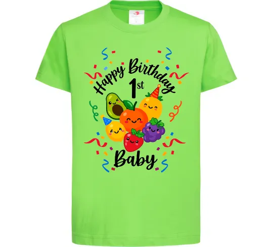 Детская футболка Hey bear happy birthday 1 Лаймовый фото
