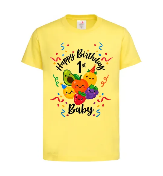 Детская футболка Hey bear happy birthday 1 Лимонный фото