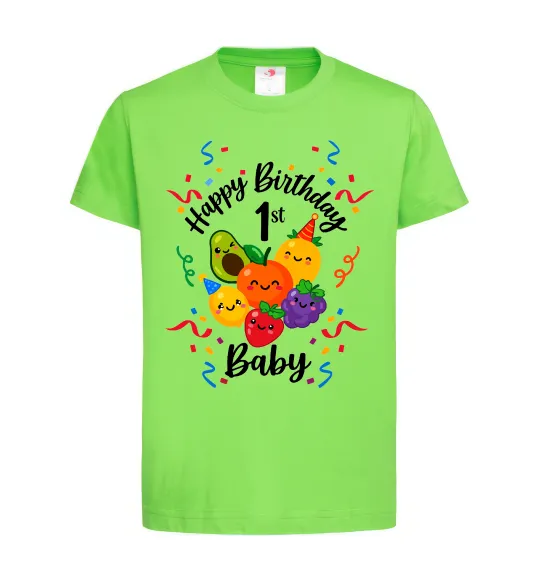 Детская футболка Hey bear happy birthday 1 Лаймовый фото