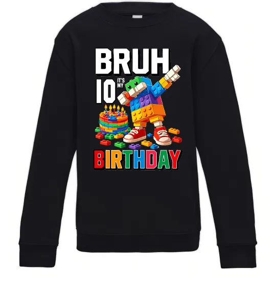 Дитячий світшот Lego 10 birthday bruh Чорний фото