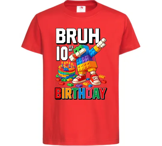 Дитяча футболка Lego 10 birthday bruh Червоний фото