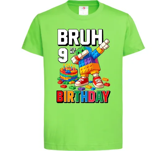 Дитяча футболка Lego 9 Birthday bruh Лаймовий фото