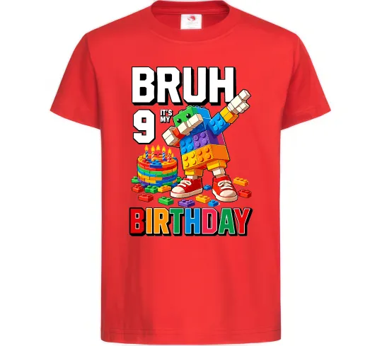 Дитяча футболка Lego 9 Birthday bruh Червоний фото