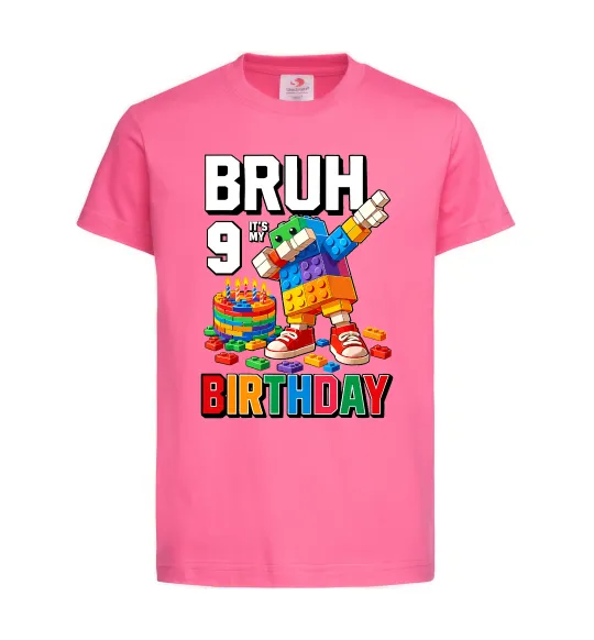 Дитяча футболка Lego 9 Birthday bruh Яскраво-рожевий фото
