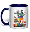 Чашка з кольоровою ручкою Lego 9 Birthday bruh Глибокий темно-синій фото