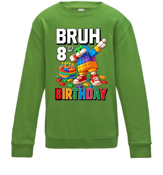 Дитячий світшот Lego 8 Birthday bruh Лаймовий фото