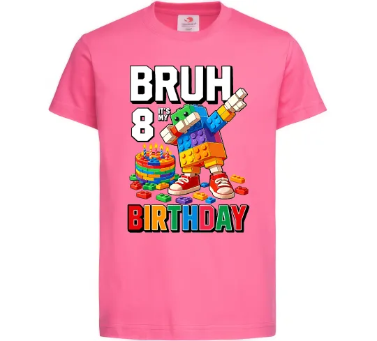 Дитяча футболка Lego 8 Birthday bruh Яскраво-рожевий фото